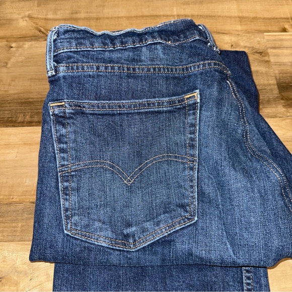 Mens Levis 505 36x34 Blue Jeans Straight Mid Rise Dark Wash - Picture 8 of 10